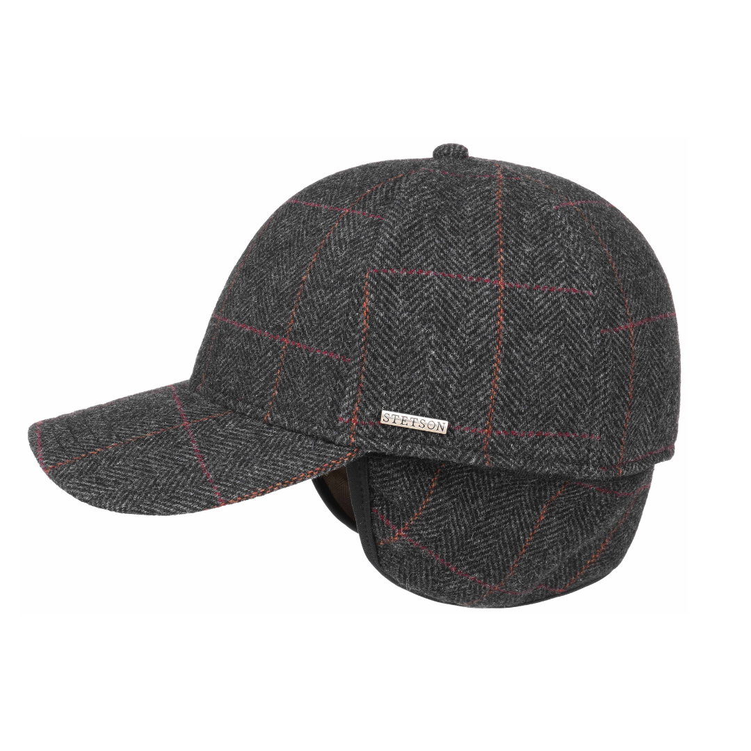 Baseball Cap Wool met oorflappen anthra melange pet Stetson 7720501