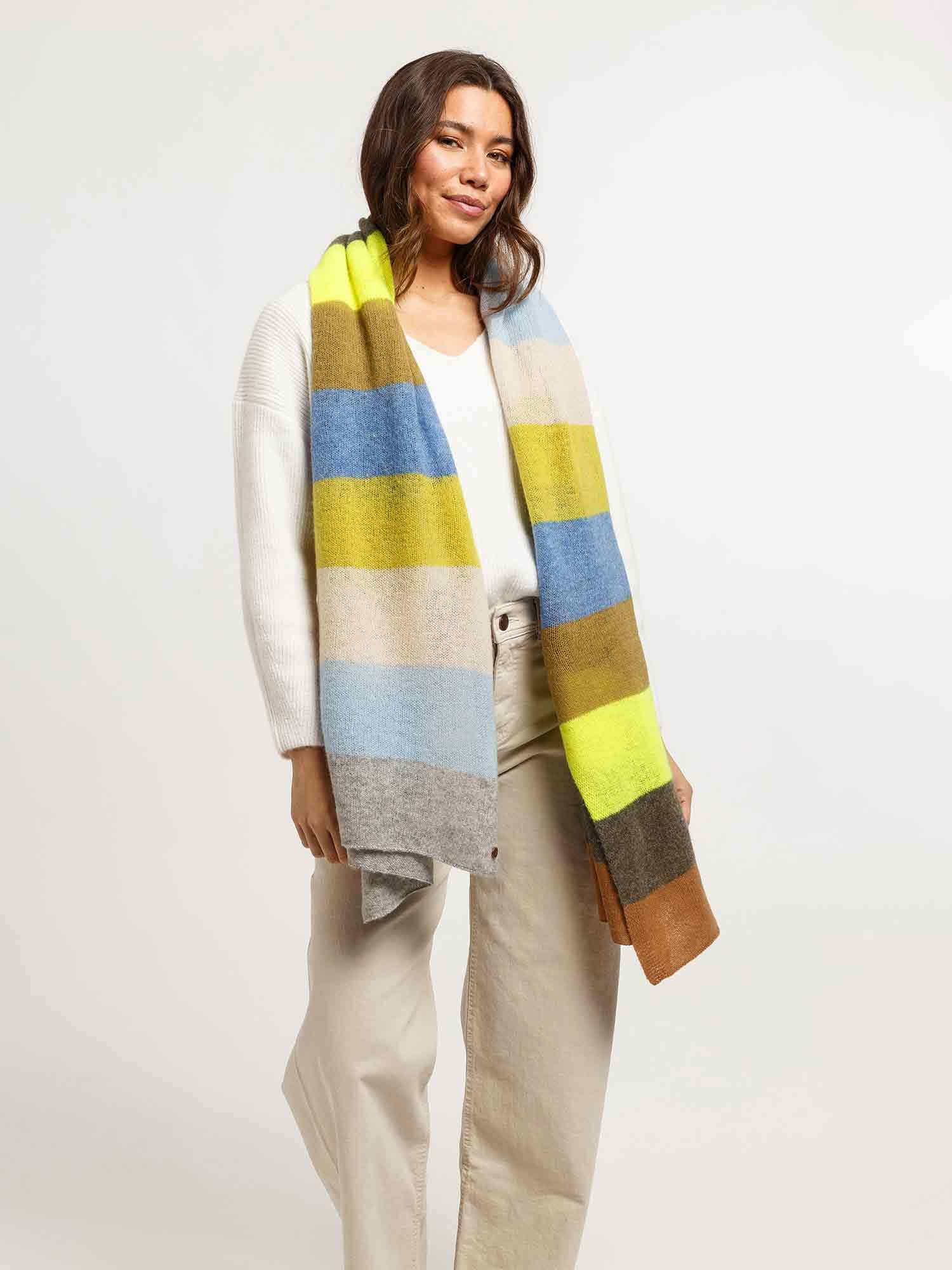 Sjaal dames FRAAS stripe Granny Smith 100% wol