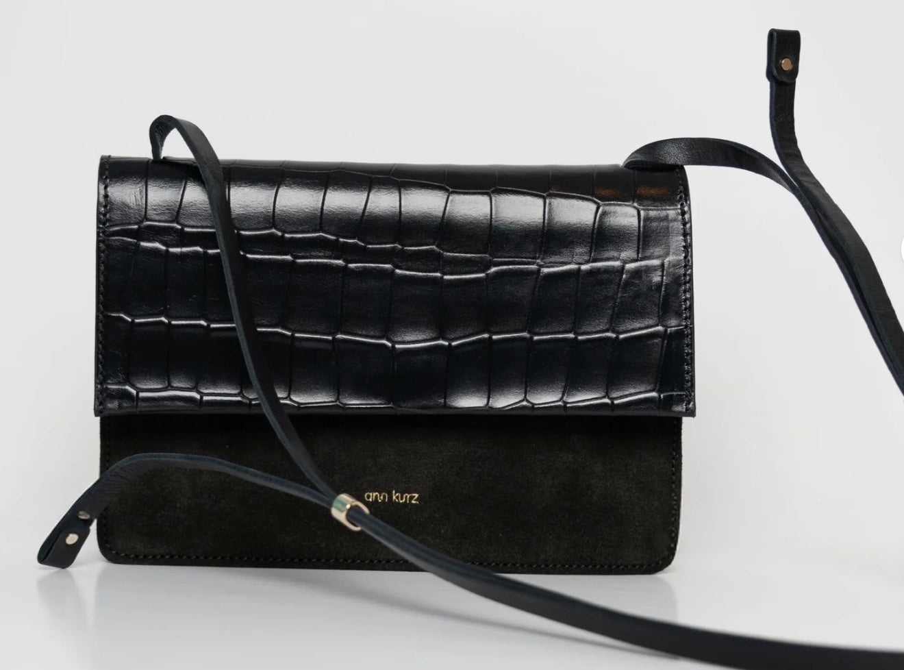 Ann Kurz - medium phone bag - croco black