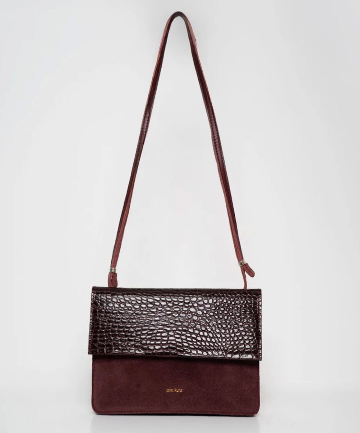 Ann Kurz - medium phone bag - croco burgundy