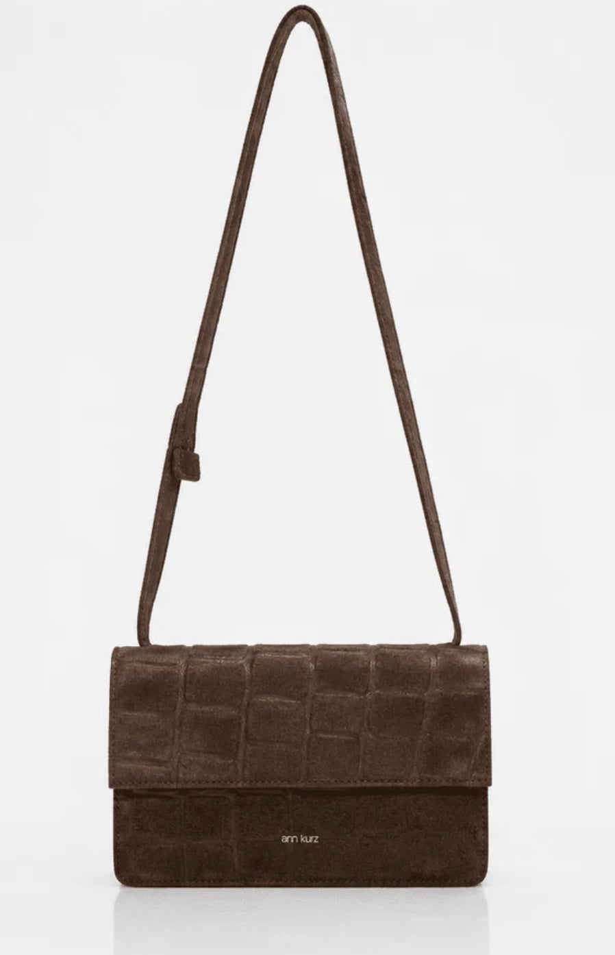Ann Kurz - medium phone bag - croco suede moccha