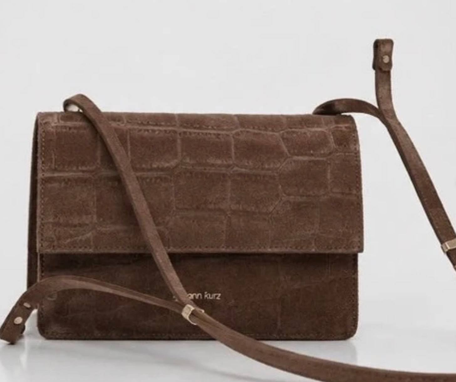 Ann Kurz - medium phone bag - croco suede moccha