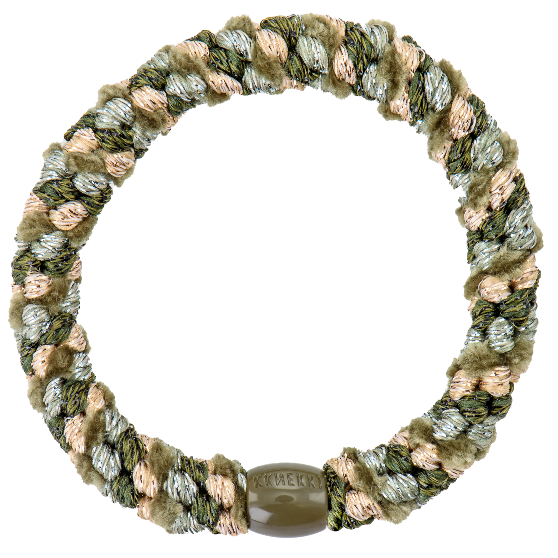 Kknekki haarelastiek - mix green beige glitter