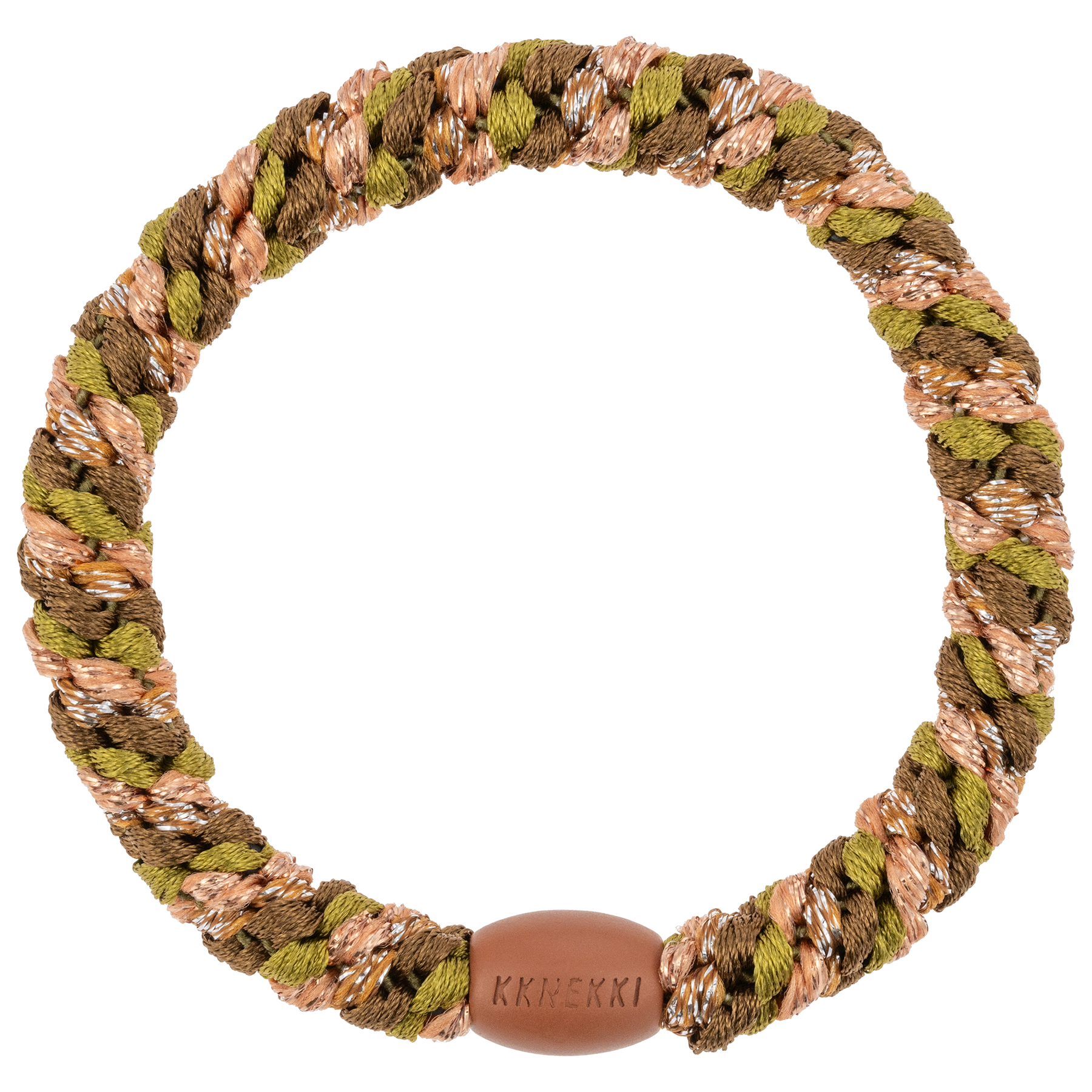 Kknekki haarelastiek - mix oliven cognac glitter