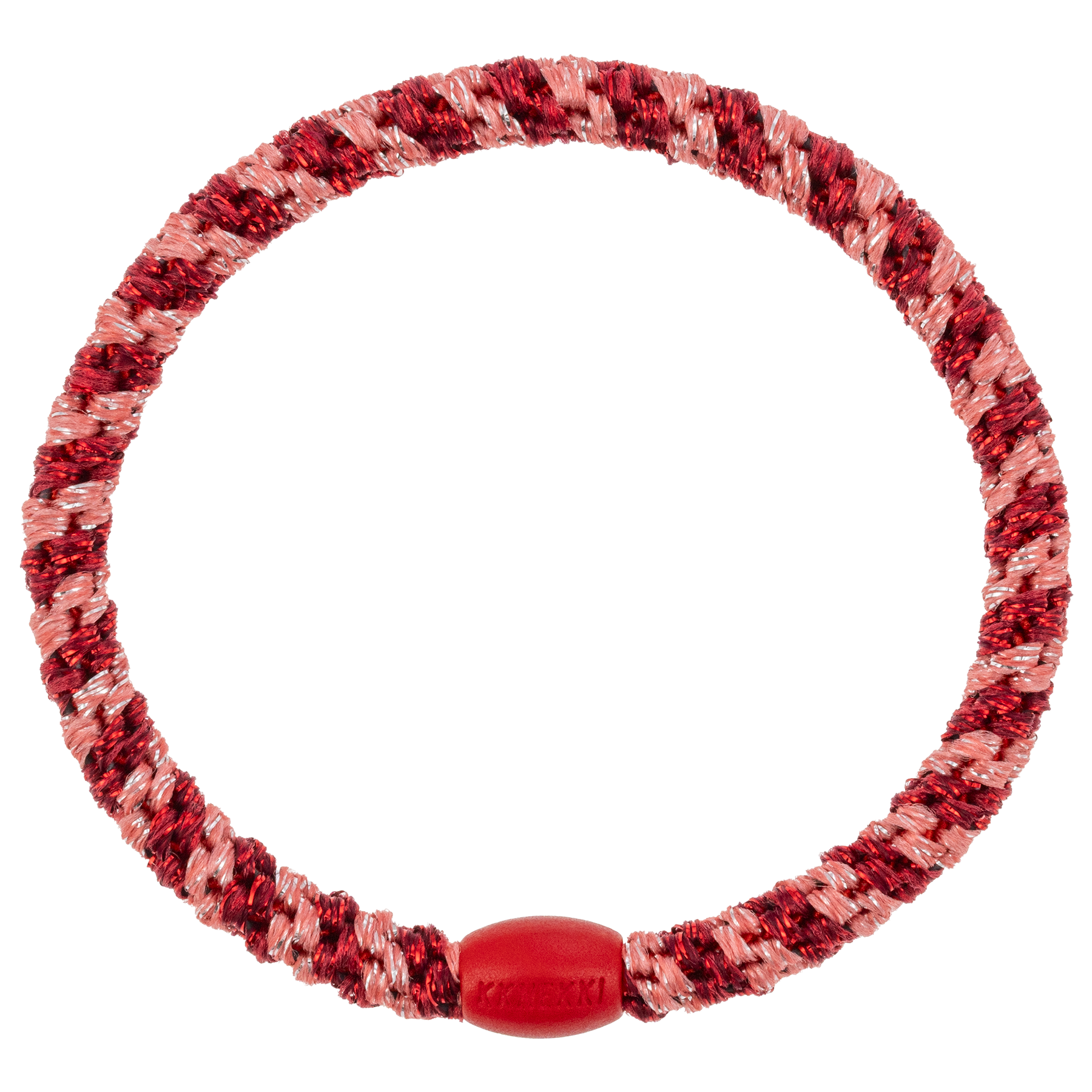 Kknekki haarelastiek - slim coral bordeaux glitter stripe