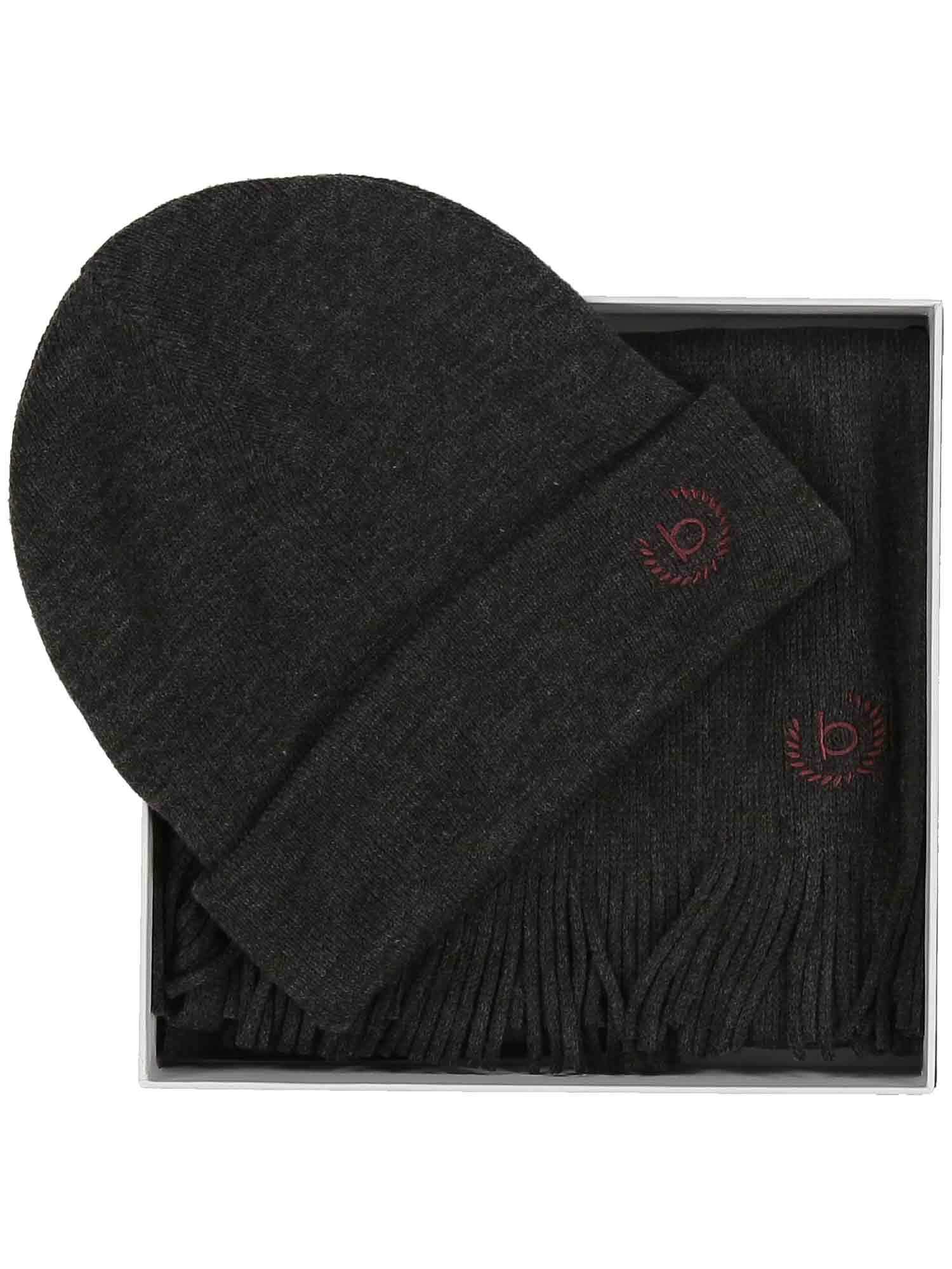 Geschenkset Muts + Sjaal heren - graphite grey