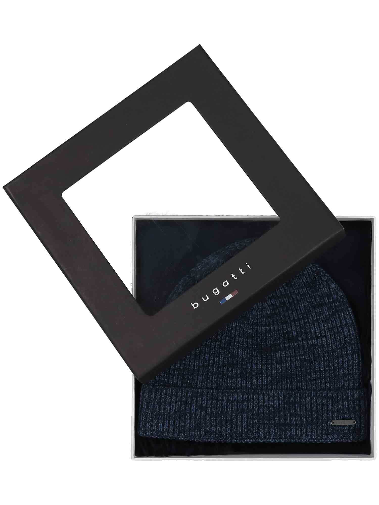 Giftbox sjaal en muts heren Bugatti 100% wol - 630214 - blauw