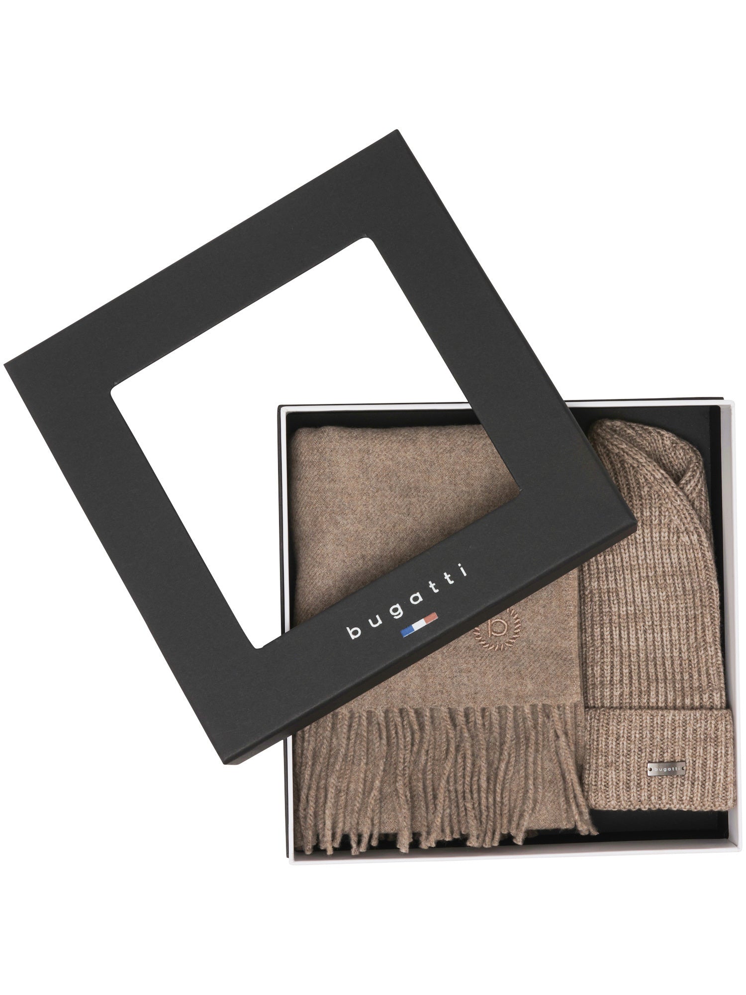 Giftbox sjaal en muts heren Bugatti 100% wol - 630214 - beige